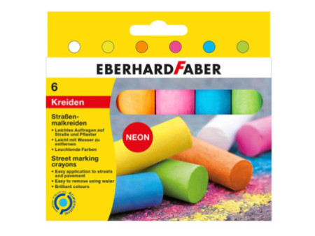 EBERHARD FABER Craie de trottoir Fluo, étui en carton de 6
