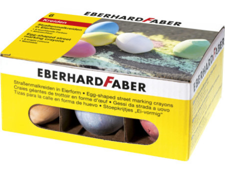 EBERHARD FABER Craie de trottoir en forme d'oeuf, étui de 6