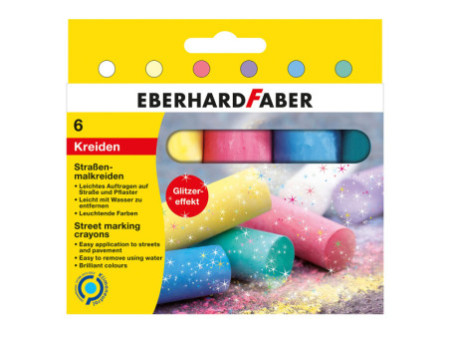 EBERHARD FABER Craie de trottoir pailletée, étui carton de 6