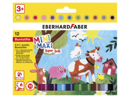 EBERHARD FABER Crayon de couleur 3 en 1 Jumbo MINI MAXI