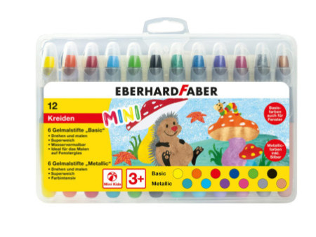 EBERHARD FABER Craie gel Basic & Metallic, étui de 12