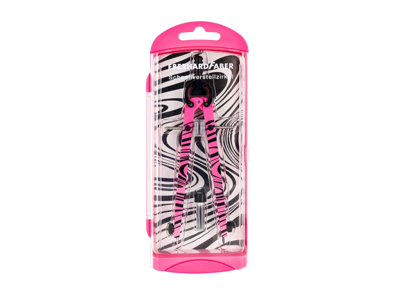 FABER-CASTELL Compas à réglage rapide, rose fluo / noir