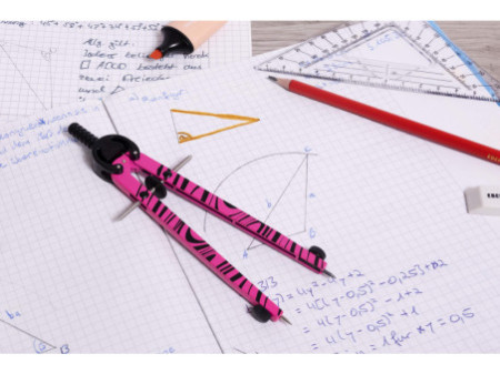 FABER-CASTELL Compas à réglage rapide, rose fluo / noir
