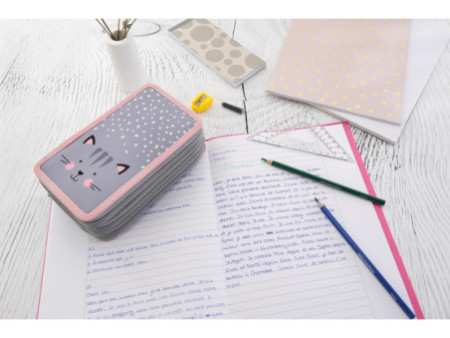 EBERHARD FABER Étui scolaire Triple Decker Chat, 36 pièces