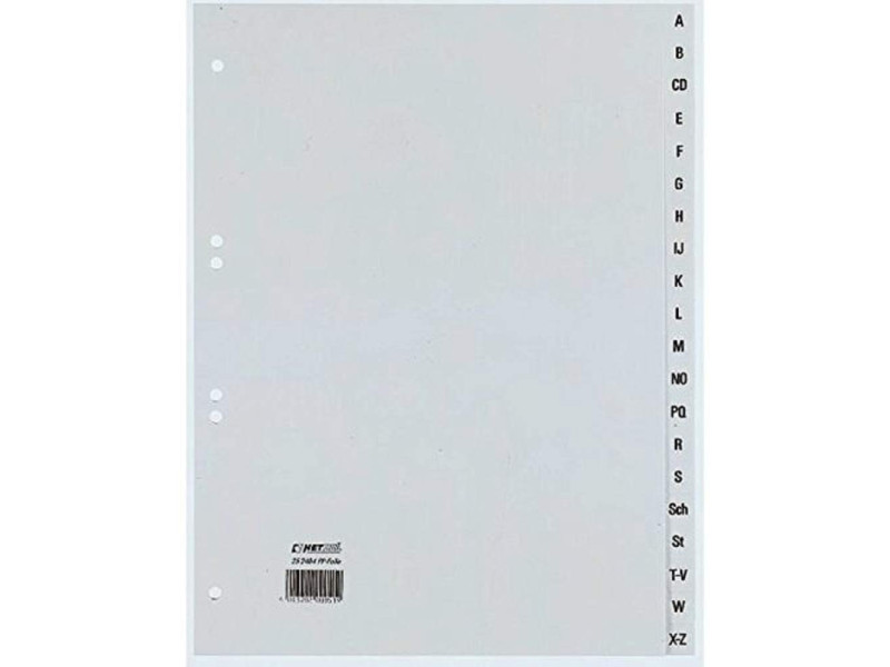 HETZEL Intercalaires en plastique, A-Z, A4 extra large