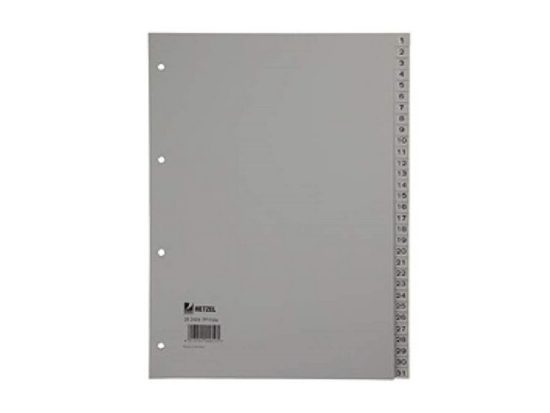 HETZEL Intercalaires en plastique, chiffres, A4, 1-20, PP