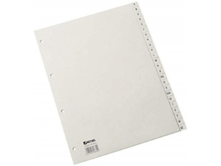 HETZEL Intercalaires en plastique, A-Z, A4, PP, gris, 20