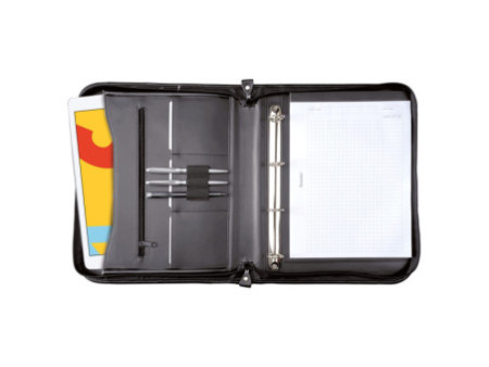 Alassio Serviette classeur 'LIMONE', A4, cuir nappa, noir