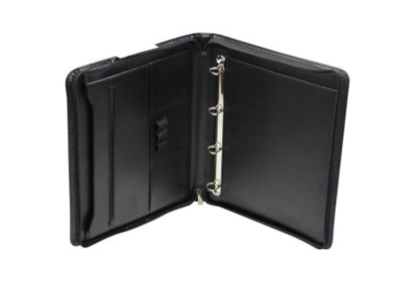 Alassio Serviette classeur 'LIMONE', A4, cuir nappa, noir