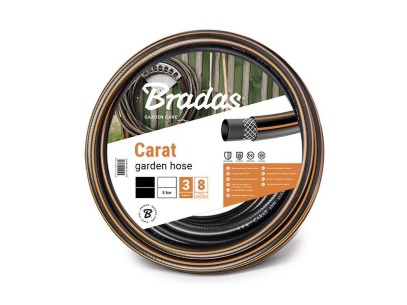 Bradas Tuyau d'arrosage CARAT, 1/2', noir/orange, 50 m