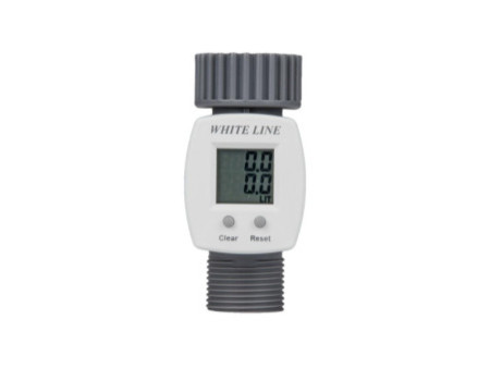 Bradas Débitmètre d'eau numérique WHITE LINE, 3/4', gris/