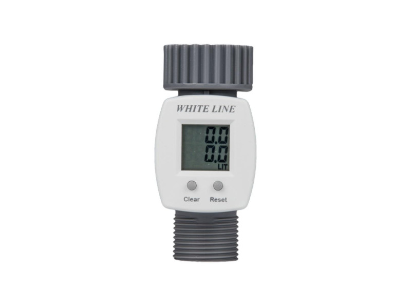 Bradas Débitmètre d'eau numérique WHITE LINE, 3/4', gris/