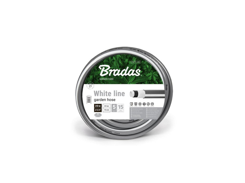Bradas Tuyau d'arrosage WHITE LINE, 3/4', argent/blanc, 20 m