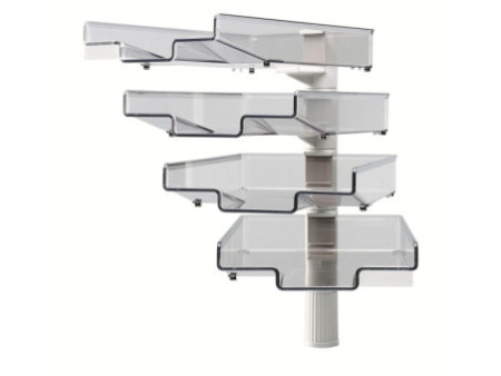 Hansa Colonne pivotante avec 4 bacs courrier, gris clair