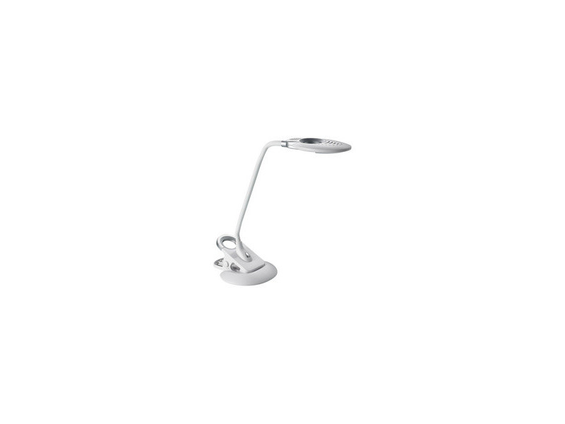 Hansa Lampe de bureau à LED Swirl, pied/pince, blanc/argent