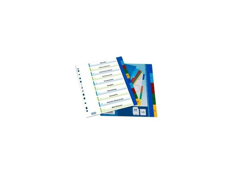 Oxford Intercalaire en plastique, A4, coloré, 10 pièces
