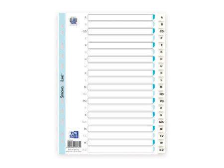 ELBA Intercalaires en plastique, A-Z, A4, 20 touches, blanc