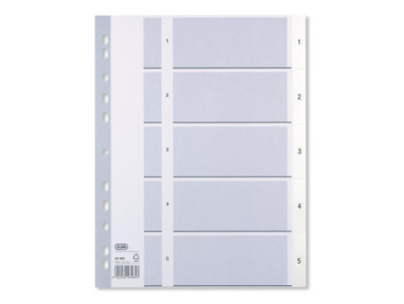 Oxford Intercalaires en plastique, chiffres, A4, 5 touches