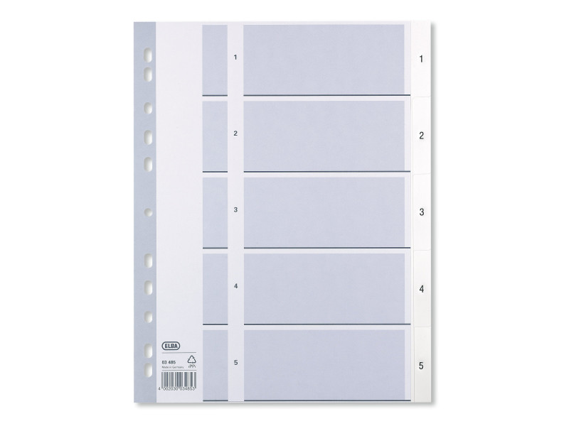 Oxford Intercalaires en plastique, chiffres, A4, 5 touches
