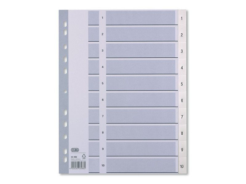 Oxford Intercalaires en plastique, chiffes, A4, 10 touches