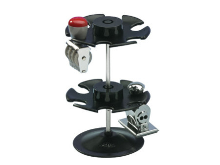 WEDO Porte-timbres, pour 12 timbres, rond, 2 étages, noir