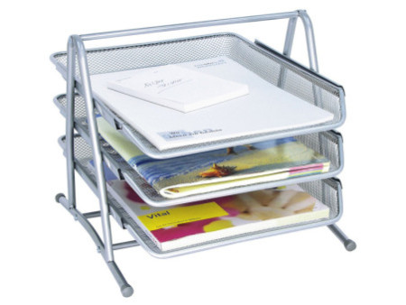 WEDO Corbeille à courrier Office, 3 compartiments, argent