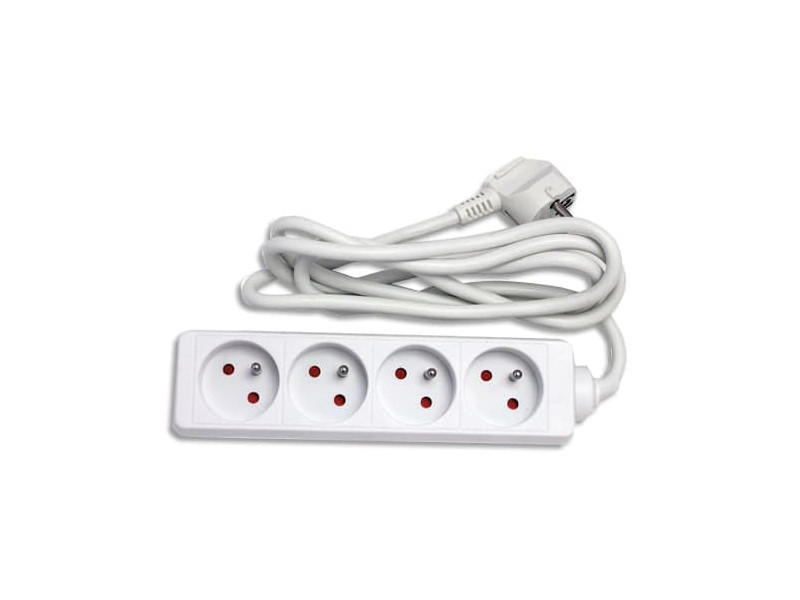Wonday Prolongateur multiprise, 4 prises, blanc