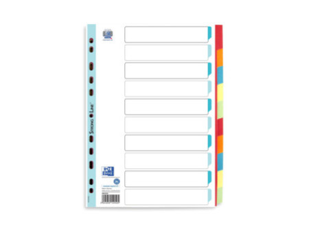 Oxford Intercalaires en carton, uni, format A4, couleur, 10