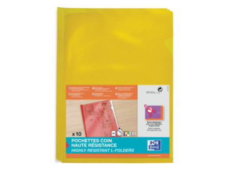 Oxford Pochettes-coin haute résistance, A4, PVC, jaune