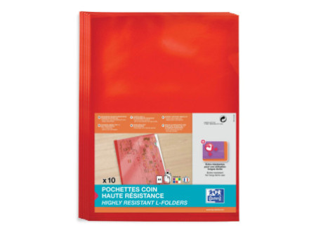 Oxford Pochettes-coin haute résistance, A4, PVC, rouge
