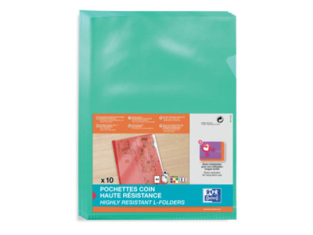 Oxford Pochettes-coin haute résistance, A4, PVC, vert