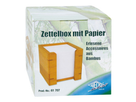 WEDO Bloc cube avec boîtier, en bambou, avec papier
