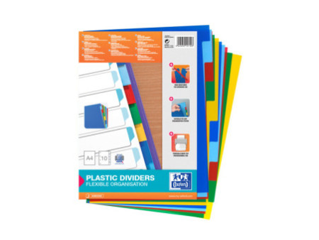 Oxford Intercalaires en plastique, uni, A4+, 12 touches