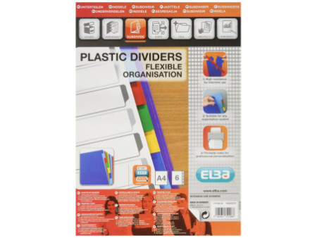 Oxford Intercalaires en plastique, uni, A4, 6 touches