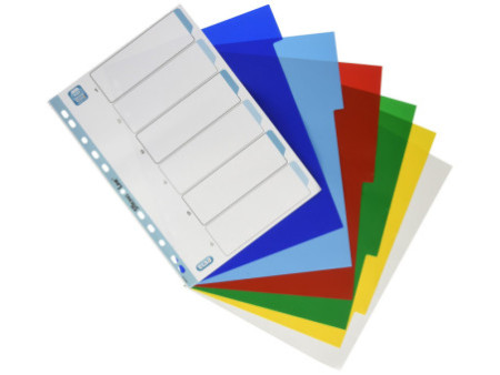 Oxford Intercalaires en plastique, uni, A4, 6 touches