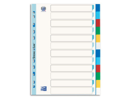 Oxford Intercalaires en plastique, uni, A4, 12 touches