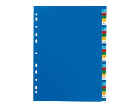 Oxford Intercalaire en plastique, A4+, coloré, 31 pièces