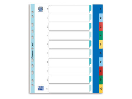 Oxford Intercalaire en plastique, A4+, coloré, 10 pièces