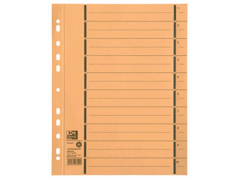 Oxford Intercalaire avec perforation, A4 extra large, jaune