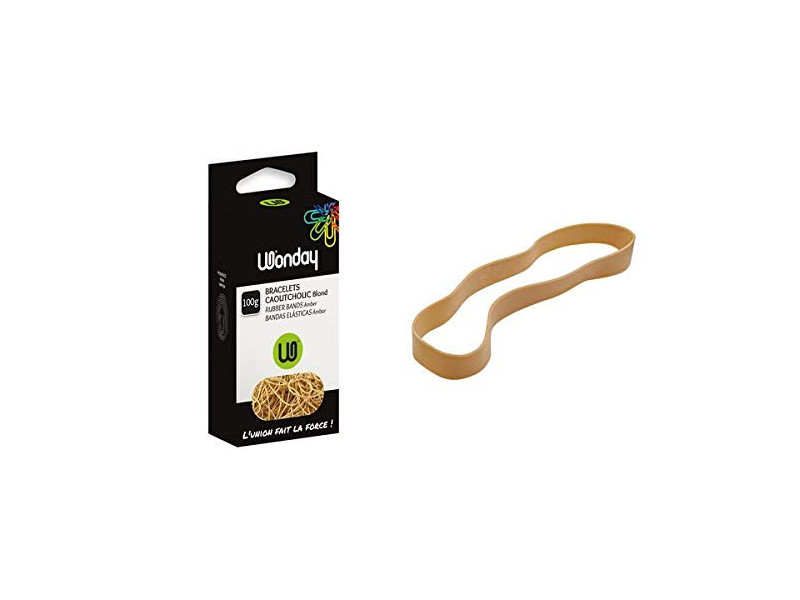 Wonday Bracelets caoutchouc, 70 x 5 mm, boîte 100 g, nature