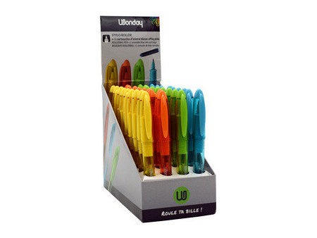 Wonday Stylo roller, pointe métal, présentoir de 36