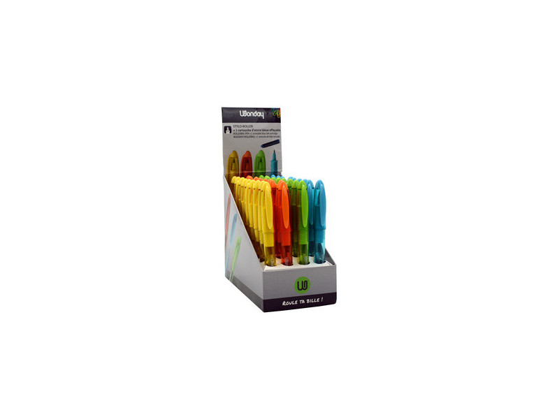 Wonday Stylo roller, pointe métal, présentoir de 36