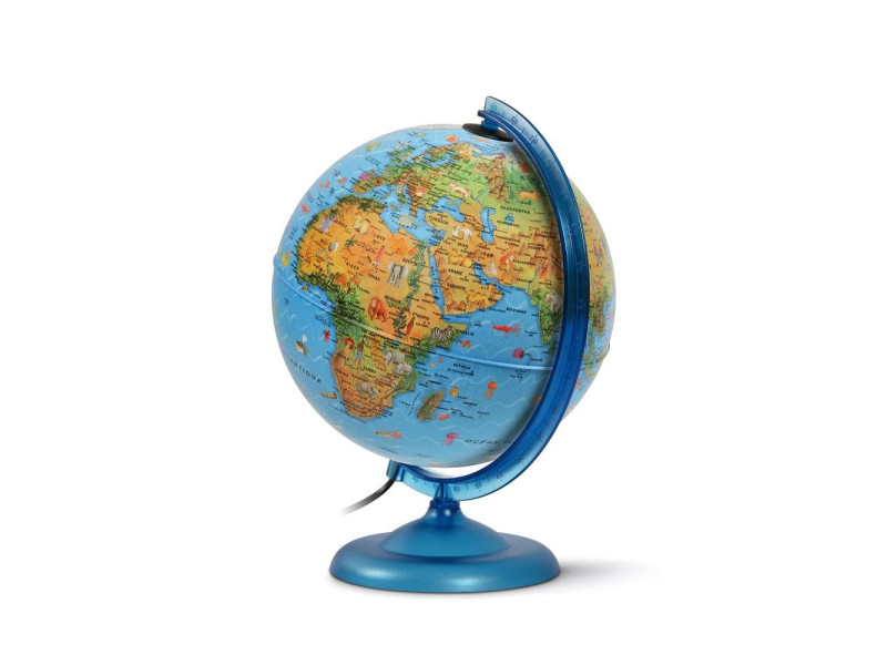 Wonday Globe lumineux KID, bleu, 250 mm, texte francais
