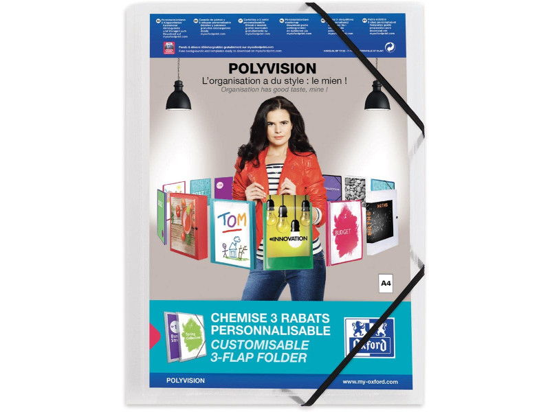 Oxford Chemise à élastique POLYVISION, A4, incolore
