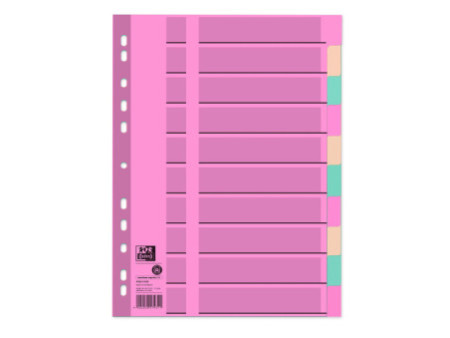Oxford Intercalaires en carton, uni, A4, couleur, 10 touches