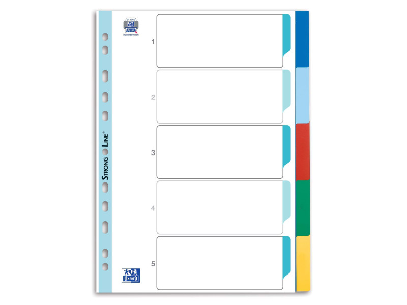 Oxford Intercalaires en plastique, A4, onglets en couleur