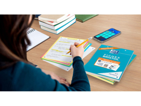 Oxford Bloc de fiches bristol, A5, quadrillé, blanc