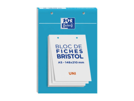 Oxford Bloc de fiches bristol, A5, uni, blanc