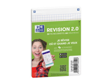 Oxford Fiches bristol REVISION 2.0, A6, blanc