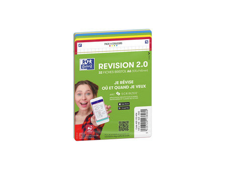 Oxford Fiches bristol REVISION 2.0, A5, bord de couleur
